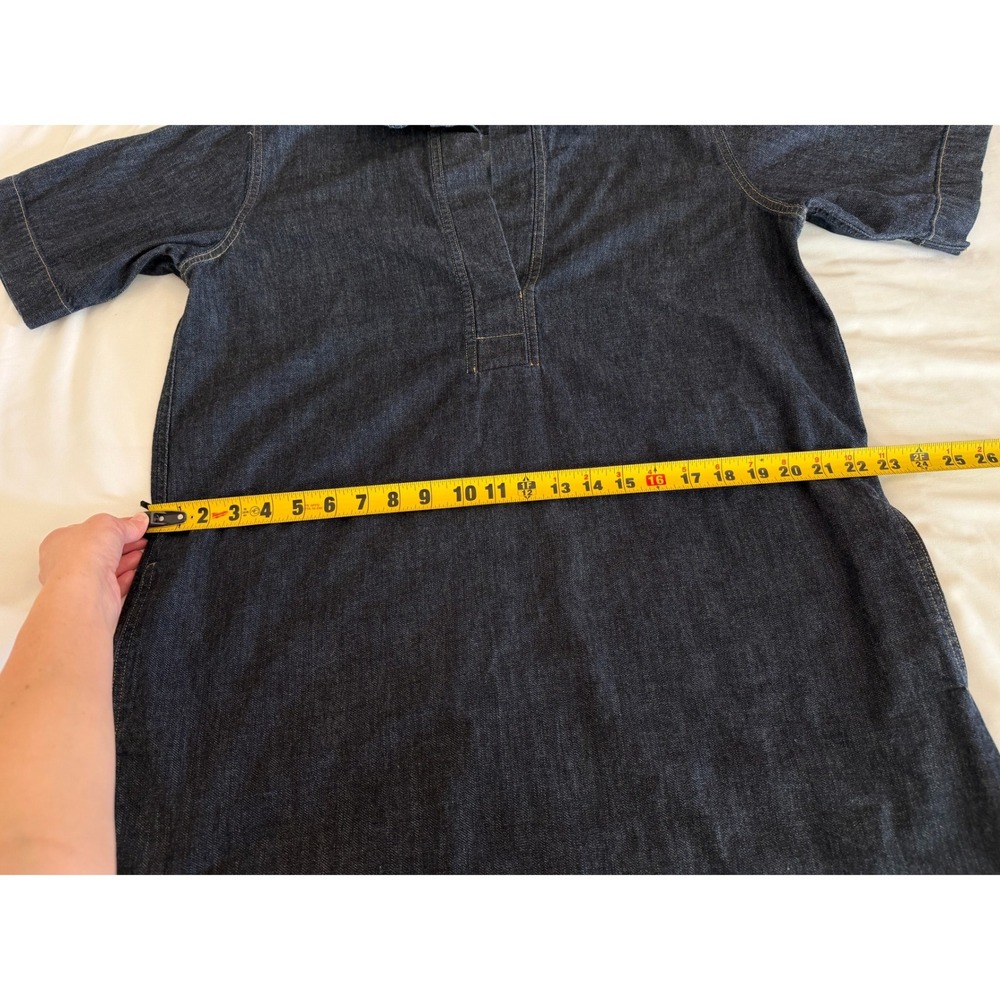 Lauren Ralph Lauren Denim T-Shirt Dress Dark Wash Split Neck Indigo Short Sleeve - Picture 5 of 8